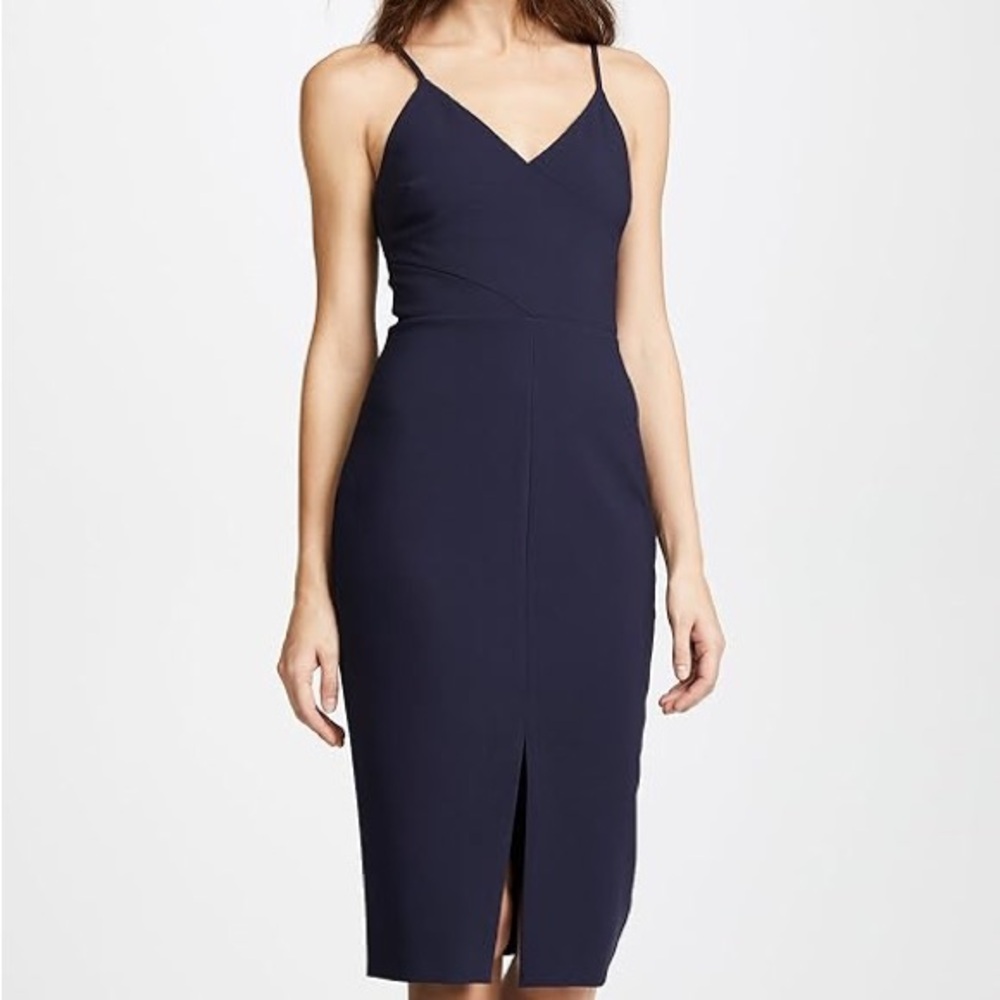 LIKELY navy blue midi body con dress